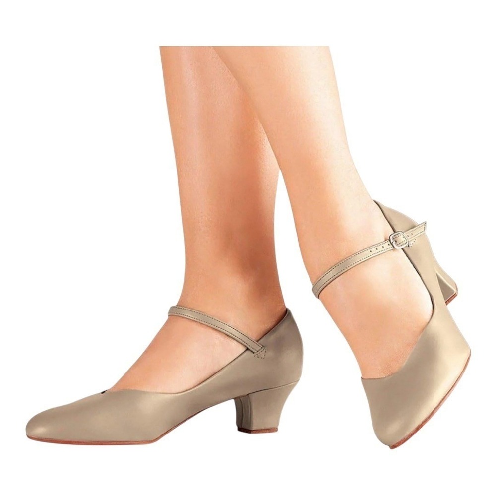 So Danca CH50 Character Dance Shoes Tan Leather Low Heel Ballroom Size 10 New